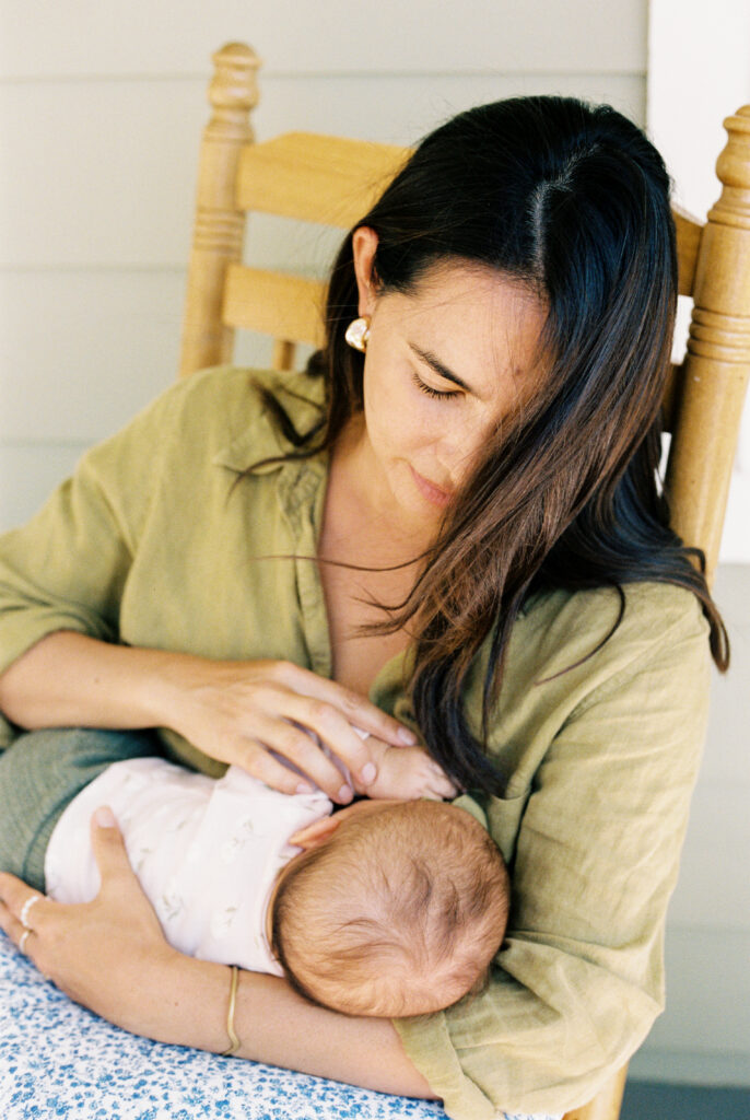 Mom with newborn on 35mm film